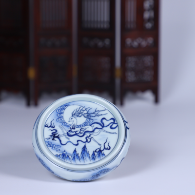 Zhongjia Kiln Ceramic Cover Set Jingdezhen Hand Painted Nuevedeer Firewood Kiln Blue and White High End Cover Tea Ware Coaster Cup Saucer
