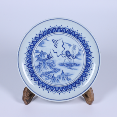 Zhongjia Kiln Ceramic Pot Cheng Jingdezhen Chai Kiln Blue and White Hand Drawn National Style Nuevedeer High-Grade Tea Pot Base Tea Table Accessories