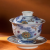 Zhongjia Single High-Grade Tureen Jingdezhen Tea Set Wood Kiln Blue and White Hand Drawn Nuevedeer Red Shengguang Three-Piece Tea Bowl