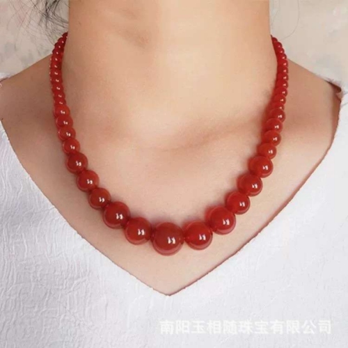 genuine goods natural red agate necklace women‘s clavicle chain graduated strand to give mom ethnic style jewelry // deta