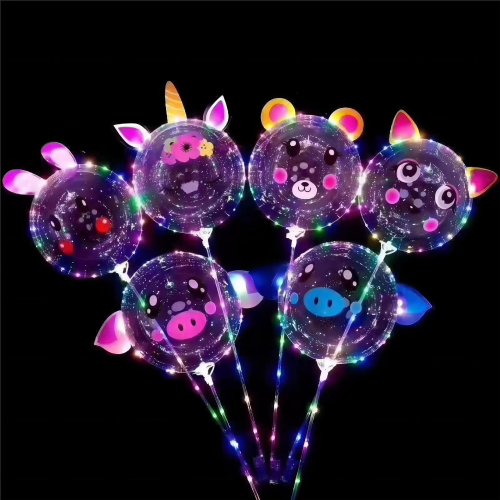 Internet Celebrity Luminous Bounce Ball Balloon Cartoon Luminous Balloon with Light Flash Balloon Colorful Lights Night Market Stall Wholesale