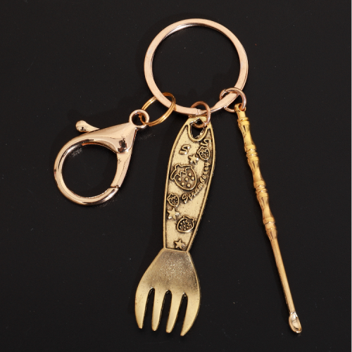 DIY Ornament Vintage Alloy Fork Pendant Ear Pick Brass Ear Spoon Pure Copper Keychain