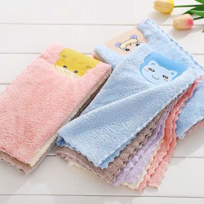 Coral Fleece Small Tower Coral Fleece Absorbent Soft Handkerchief Small Face Towel Newborn Baby Child Saliva Towel Rag