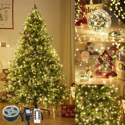 led Christmas tree light string, green wire, copper wire, starry sky light string, Christmas vine wreath star light
