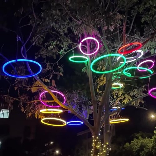 厂家直供户外工程亮化圆圈灯LED许愿环灯装饰灯室外防水灯串批发