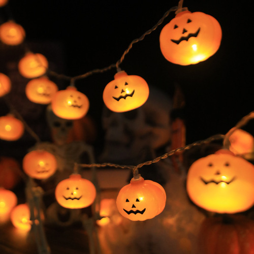 南瓜灯小彩灯万圣节日装饰搞怪布置电池usb跨境电商氛围灯