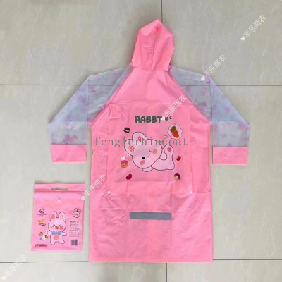 Factory Direct Sales Non-Disposable Raincoat Fashion Cartoon Children's Raincoat Environmentally Friendly Transparent Outdoor Travel Convenient to Carry