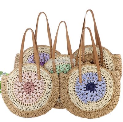 New Paper String Crochet Color Large Disc Straw Bag Casual Beach Bag Shoulder Fashion Woven Bag Women's Bag