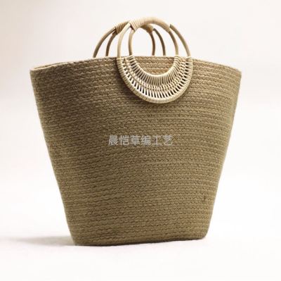 Hemp Rope Portable Straw-Weaved Bag Women's Beach Bag Woven Bag