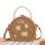 New Trendy Korean Straw Plaited Fashion Small round Bag Internet Celebrity Embroidered Pearl Woven Bag Fashion Messenger Bag