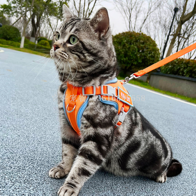 Small Dog Cat Chest Strap Set Night Vision Reflective Vest Cat Leash Anti-Lost Pet Cat Hand Holding Rope Wholesale