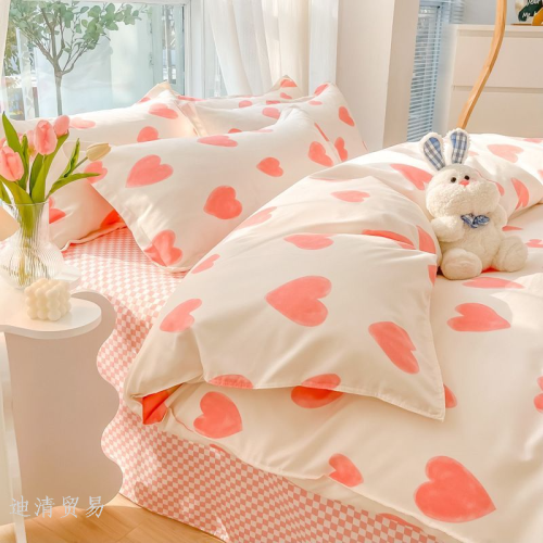 new autumn and winter little fresh four-piece bedding set single bed sheet duvet cover girls‘ dormitory bed sheet three-piece set