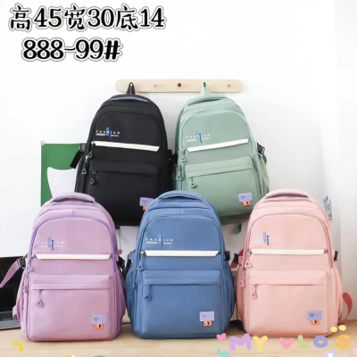 Factory Direct Sales New Large Capacity Backpack with Solid Color Simple Ins Schoolbag Multi-Functional Student Backpack