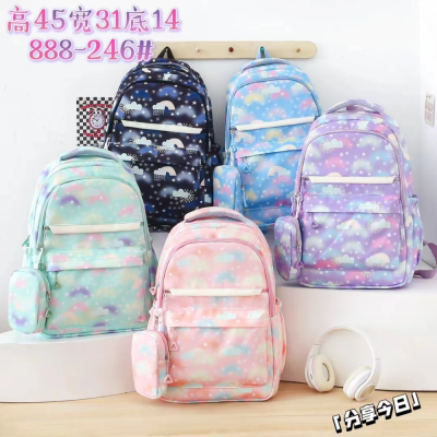 Factory Direct Sales New Large Capacity Backpack with Pencil Case Cartoon Flower Schoolbag Student Backpack Backpack