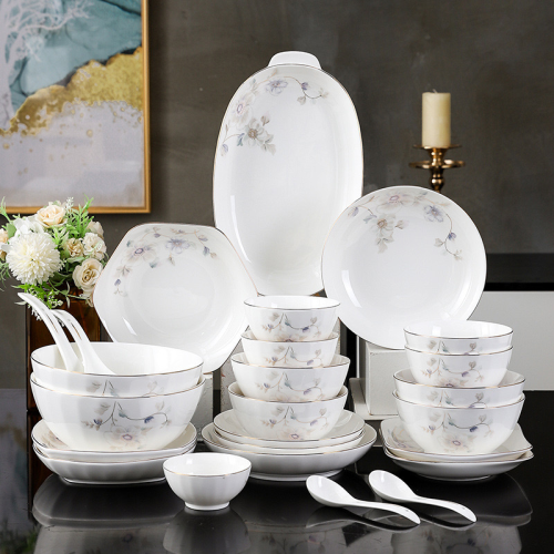 noble bone china tableware suit ceramic tableware wholesale rice bowl soup bowl plate household fish dish housewarming gift