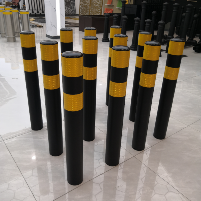 Galvanized Pipe Warning Column Customized Stainless Steel Barricade Isolation Pile Thickened Reflective Stripe Road Pile Blocking Post