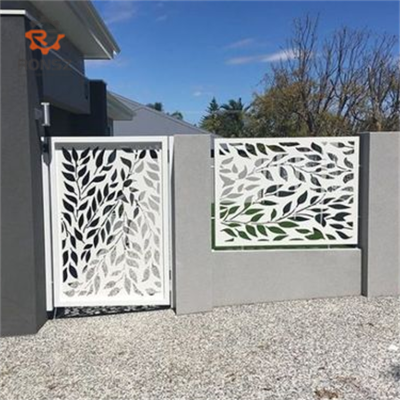 Neutypechic Outdoor Metal Privacy Screen Freestanding Patio Decorative Screens with Leaf Texture