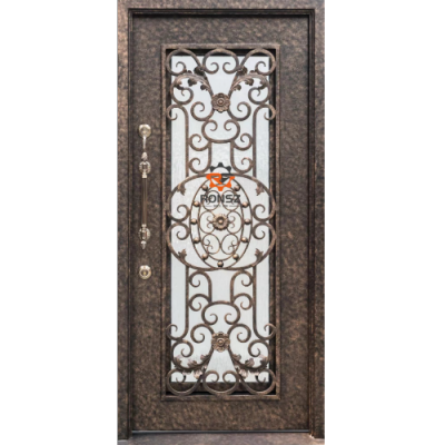 Wrought Iron Single Door Iron Main Entrance Doors Iron Floral Decorations Door European Style Ironwork Gate Household Iron Door Customization