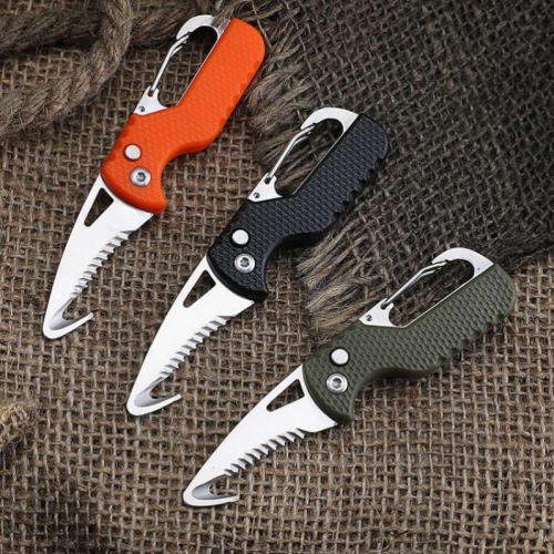 portable and versatile express package unpacking knife keychain serrated drag hook portable bag opening tool mini box opener