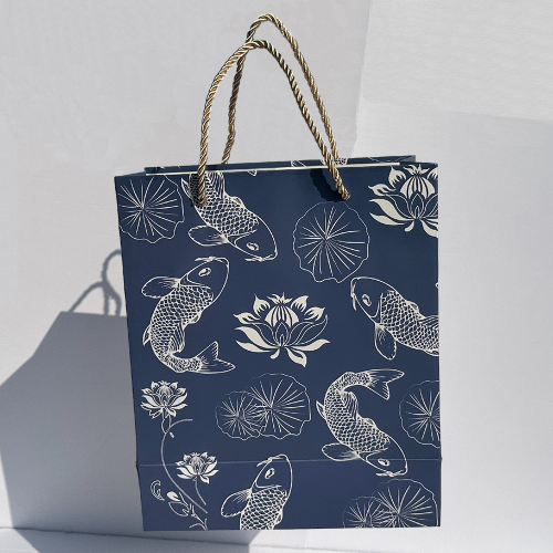 blue bottom koi chinese style gift bag clothing shoes and boots shopping packaging hand bag in stock handbag wholesale