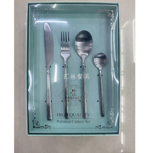 [huilin] stainless steel kitchen supplies kitchenware tableware green craft box 16 & 24 sets knife， fork and spoon