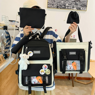 New Three to Grade Five, Grade Six Primary School Student Schoolbag Female Korean Style Large Capacity Five-Piece Children's Backpack Backpack Backpack
