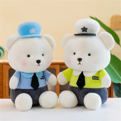 cute police bear doll plush toys comfort sleep companion throw pillow doll ragdoll children‘s birthday gifts