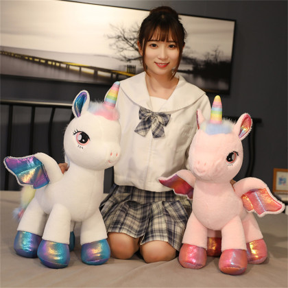 cute rainbow pegasus doll unicorn plush toy doll sleeping pillow for girl ragdoll birthday gift