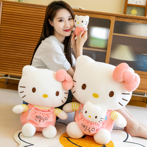 mother and son hello kitty plush toy super cute hello kitty doll cartoon doll cat sleep companion throw pillow gift factory direct supply