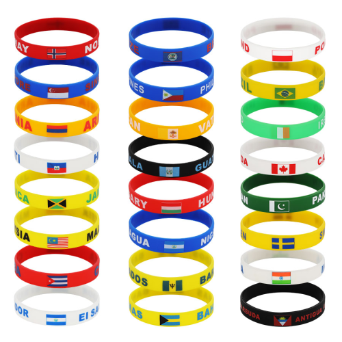 2024 gift national flag silicone bracelet olympic games top 32 world cup national wrist strap cheer support accessories