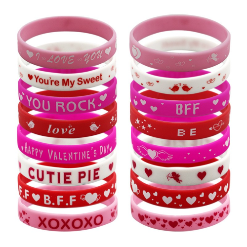cross-border european and american valentine‘s day bracelet silicone valentine‘s day gift holiday party bracelet pink couple 8 terms