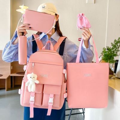 Fashion School Bag Early Campus Backpack High School Backpack Backpack Shoulder Bag Pencil Case plus Pendant plus 2 Yuan