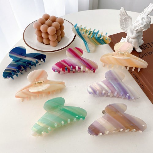 朵薇饰品醋酸渐变鲨鱼夹中号抓夹半圆发抓高级感盘发少女发夹批发