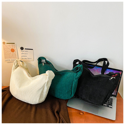 Trendy Women's Bags Single Shoulder Crossbody Dumpling Bag Corduroy Large Capacity Lightweight Backpack Large Quantity in Stock