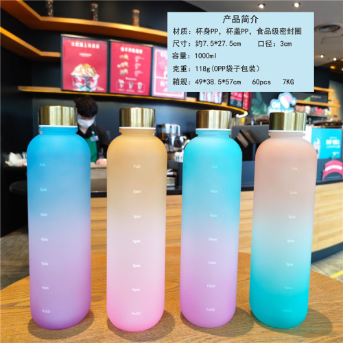 spot factory direct sales southeast asia casual sports bottle fashion 1000ml gradient frosted sports bottle sports bottle