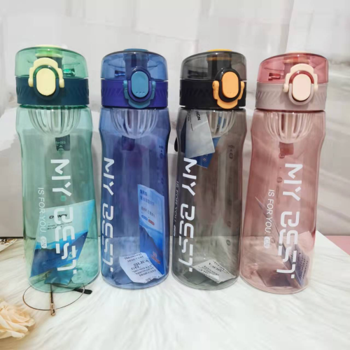 plastic portable portable water cup student outdoor sports kettle men‘s and women‘s summer sports children‘s water cup with tea compartment