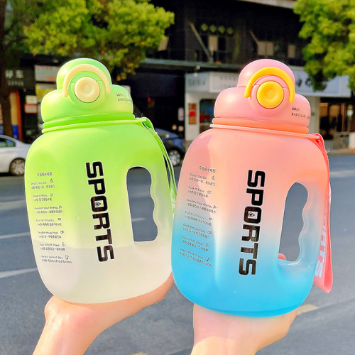 large capacity water cup for boys and girls fitness sports kettle ton barrel portable big belly cup 1600ml plastic double drinking cup