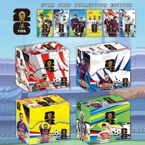 世界杯足球明星周边卡牌梅西C罗收藏全套盒装卡片小卖部盲盒方卡