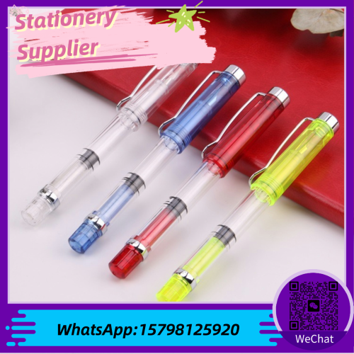 colorful transparent student calligraphy pen with logo print