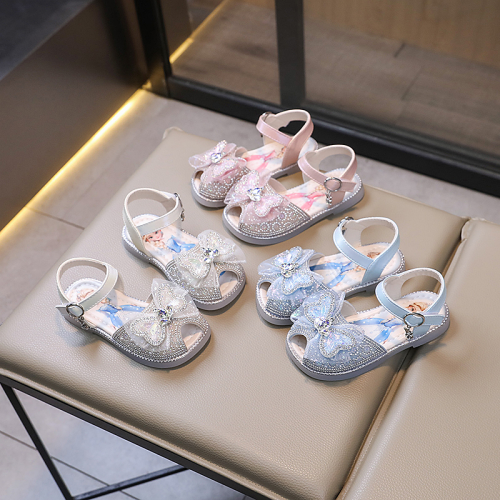 children‘s shoes girls‘ closed toe sandals summer 2024 new soft bottom cute princess shoes little girl baby crystal shoes