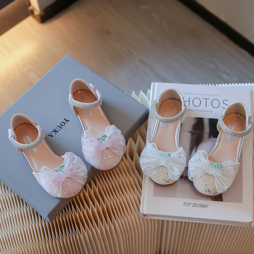 children‘s princess sandals 2024 summer new girls‘ fashion bow soft bottom non-slip beach shoes