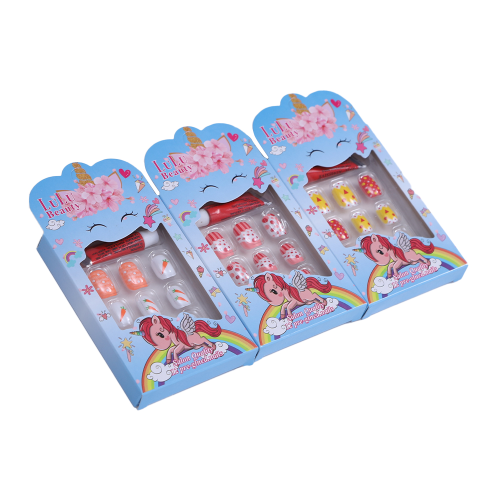 wearing nail jelly glue nail tip children nail nail stickers cute wearable removable manicure set wholesale