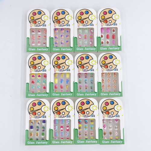 new children‘s cartoon cute nail tape jelly glue children‘s nail stickers finished nail wear nail
