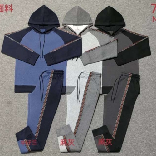 foreign trade men‘s sweater suit pullover jogger pants sports suit brushed hoodie foreign trade exclusive