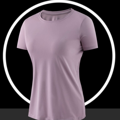 clothing foreign trade t-shirt women‘s short-sleeved yoga clothes nylon spandex high elastic short-sleeved t-shirt sweatshirt