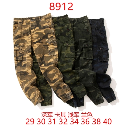foreign trade men‘s large size washed pants camouflage overalls men‘s ankle-tied jogging pants men‘s retro casual pants