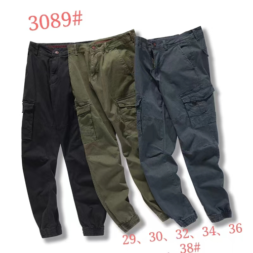 foreign trade men‘s casual washable pants men‘s clothing dyed overalls large pocket multi-pocket trousers metal zipper trousers