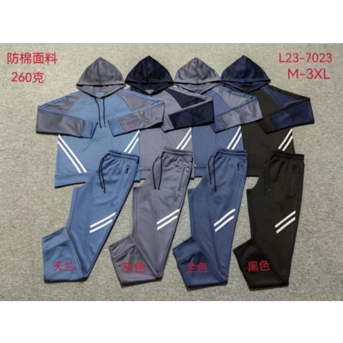 foreign trade men‘s two-piece cotton-like fabric sports suit cuff foot mouth using raw cloth sports exclusive for cross-border series