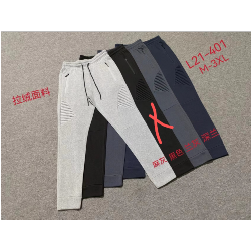 foreign trade men‘s cross-border sports brushed fabric pocket zipper knitted fabric stripe pant body cutting waist of trousers drawstring