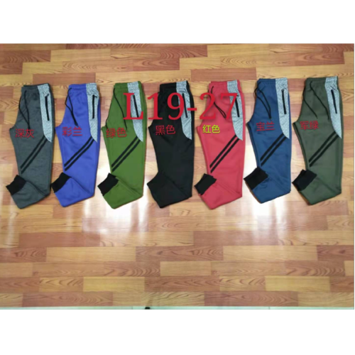 foreign trade men‘s cross-border sports interwoven fabric pocket zipper original cloth stripe pant waist drawstring horizontal bar double stitching color
